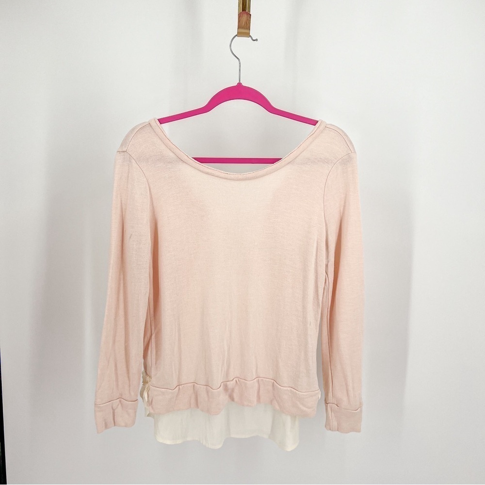 Chelsea28 Pink/Craam Sweater Top with a tie